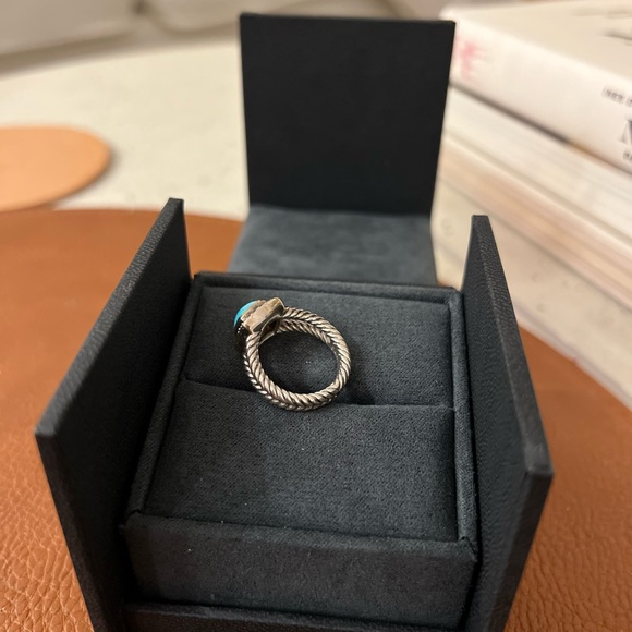 David Yurman Petite Albion Ring with turquoise and diamond LIMITED—LIKE NEW - Picture 3 of 6